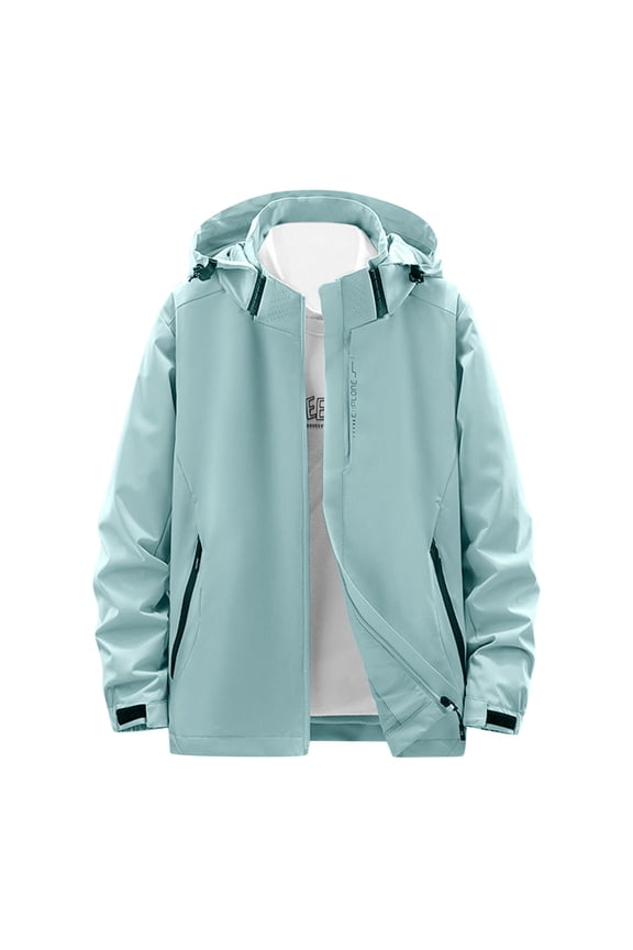 Rain Jacket Men Packable Golf Jacket Stylish Jacket with Pocket Waterproof Jacket Lightweight Portable Rain Coat Dustproof with Hood Slim Fit Daily Wear Green M
