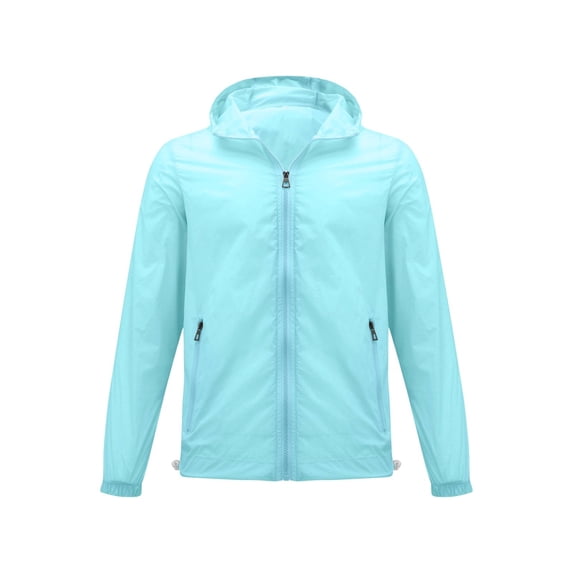 LEKODE Rain Jacket Women Cycling Windproof Shell Jacket Wind Breaker Waterproof Jacket with Pocket Lightweight Portable Rain Coat with Hood Jackets for Men Blue 5XL