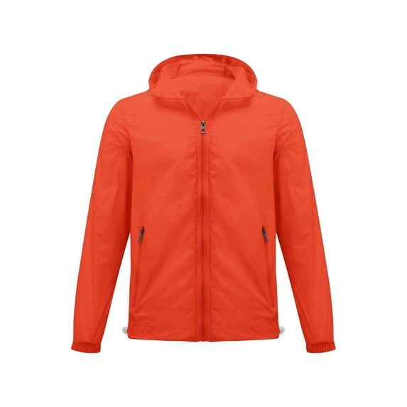 LEKODE Rain Jacket Women Light Weight Jackets Womens Running Coat Windproof Trench Coats Mens Lightweight Rain Jacket with Hood Lightweight Jacket Loose Stylish Jacket Mens Jacket Orange 2XL