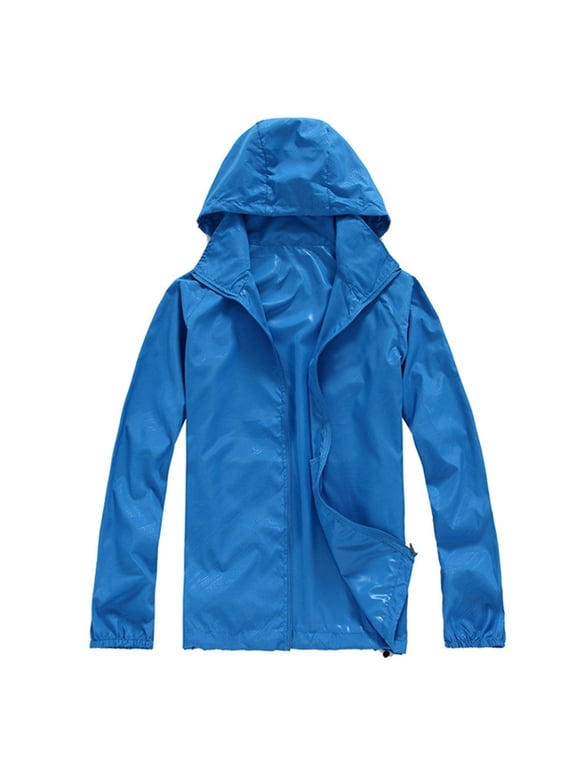 Rain Jacket Women Waterproof Jacket Mountain Shell Jacket Lightweight Portable Rain Coat Hiking Jacket Lightweight Jacket Packable Dustproof Running Coat for Outdoor Sports Blue XS