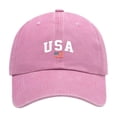 thumbnail image 1 of LEKODE Retro Washed Embroidered Hat Baseball Caps Pink One Size, 1 of 4