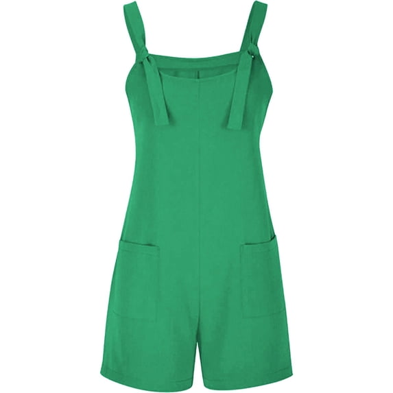 LEKODE Rompers for Women with Pockets Romper Sleeveless Shorts Jumpsuits Wide Leg Jumpsuits Rompers for Women Summer Adjustable Bib Overalls Vacation Outfits for Women Rompers Overalls Green 2 S