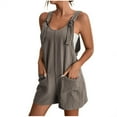 thumbnail image 1 of LEKODE Rompers for Women Rompers Women Casual Shorts 2026 Romper with Pockets Casual Outfits Short Bib Overalls Womens Casual Rompers Overalls Beach Vacation Clothes Brown Xl, 1 of 7
