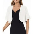thumbnail image 1 of LEKODE Ruffle Short Sleeve Chiffon Bolero Shrug Womens Cropped Loose Fit Lightweight Formal Wedding Evening Layering Outer Tops White XL, 1 of 7