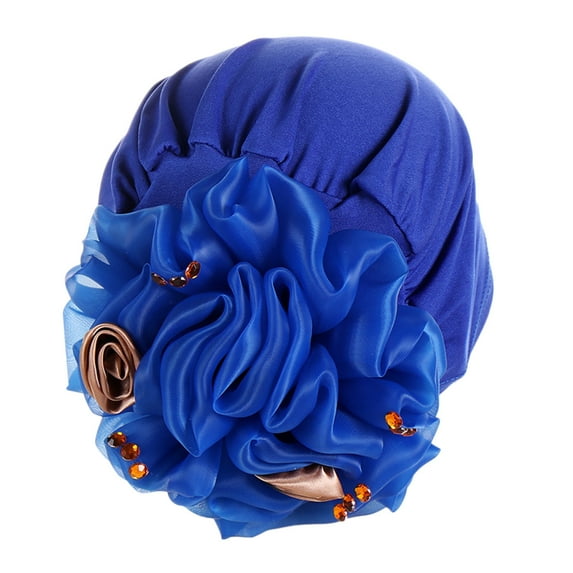 LEKODE Satin Bonnets Satin Skull Cap Boho Accessories Men Hair Cap Silk Lined Scrub Caps Women Hair Wrap Skull Cap for Women Blue One Size