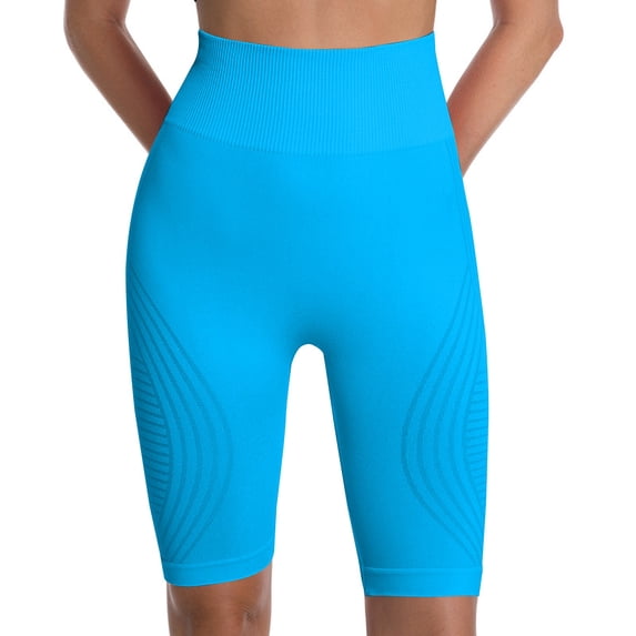 LEKODE Seamless Booty Lifting Pants for Women Capri Pants for Women's Capri Yoga Pants with Pockets Fitness Clothing No Scrunch Gym Shorts Buttery Soft Leggings Curve Leggings Blue 3xl
