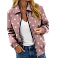 thumbnail image 1 of LEKODE Sequin Jacket for Women Long Sleeved Front Zipper Ribbed Cuffs Bomber Jacket X3 Pink 2XL, 1 of 4