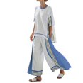 thumbnail image 1 of LEKODE Short Sleeve Pullover Tops and Wide Leg Pants two piece sets for women summer lounge sets for women Sweatshirt Wide Leg Sweatpants women track suits 2 piece set Blue 3XL, 1 of 6
