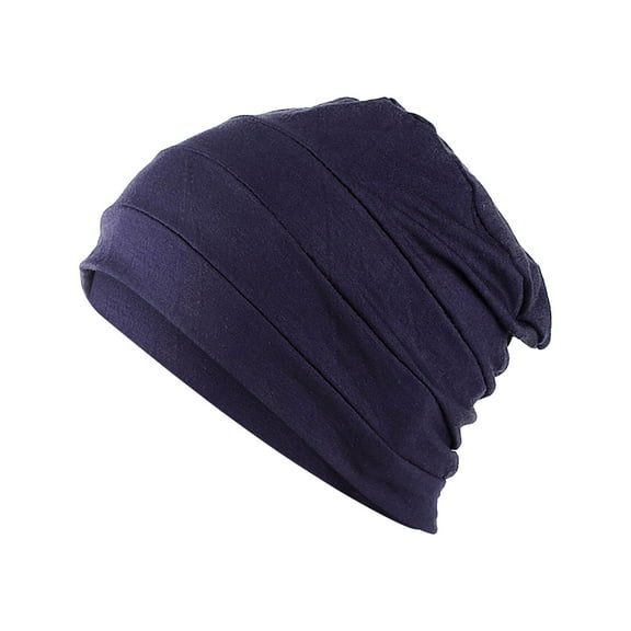 LEKODE Silk Headband Head Covering Beanie Hat Head Scarf for Women Headwraps Caps for Women Satin Turban Navy One Size