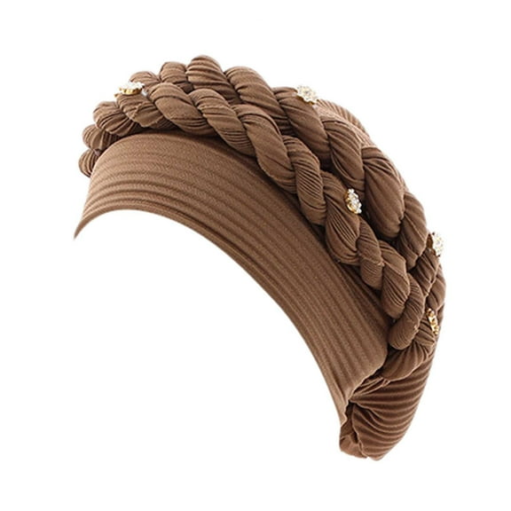 LEKODE Silk Turban Silk Head Wraps Turban for Women Beanie Hat Hair Caps for Women Scarf Head Summer Beanies for Women Khaki One Size