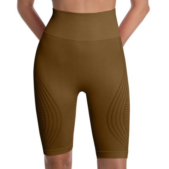 LEKODE Skirt Leggings for Women Fitness Clothing Full Length Capri Yoga Pants Capri Pants for Women Butt Scrunch Shorts Knee Length Leggings Workout Shorts for Women Curve Leggings Brown 3xl