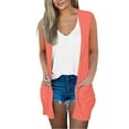 thumbnail image 1 of LEKODE Sleeveless Open Front Soft Drape Knit Duster Vest Women Mid Length Two Side Pockets Loose Fit Casual Daily Outerwear Watermelon Red M, 1 of 7