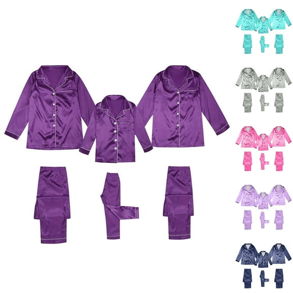 LEKODE Soft Pajama Set for Women 3 Piece Lounge Sets for Women Couples Pajamas Drawstring Pants Women Pj Sets for Woman Mens Pj Pants Silk Pjs Purple 13Y