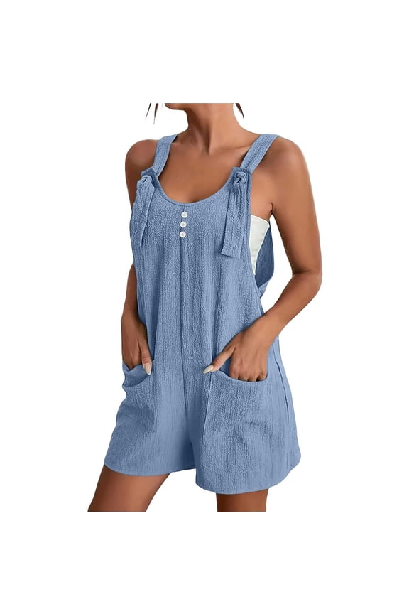 Spaghetti Strap Romper Womens Rompers for Summer Jumpsuits for Women Crop Tops Wide Leg Pant Sets Jumpsuits Rompers Short Romper Boho Jumpsuit Summer Pants Sets Women 2 Piece Outfits Blue M