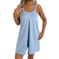 thumbnail image 1 of LEKODE Spaghetti Strap Romper Womens Rompers for Summer Jumpsuits for Women Summer Sets Women 2 Piece Outfits Travel Outfits for Women 2 Piece Sets Light Blue S, 1 of 9