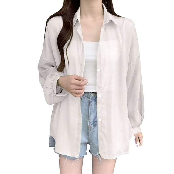 LEKODE Summer Cardigan Mesh Shrug Flowy Cardigans Womens Cardigan Light See Through Flowy Cardigan Sheer Shrug Women's Casual Lightweight Duster Open Front Cardigan White M