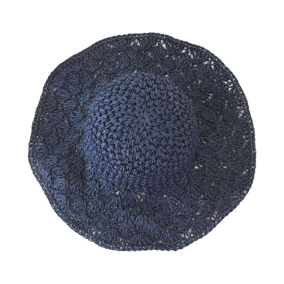 LEKODE Sun Hat Big Brim Hat Foldable Hat Summer Outdoor Large Brim Beach Sun Hat Blue One Size