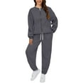 thumbnail image 1 of LEKODE Sweat Pants and Hoodie Set Women Matching Sweat Set Two Piece Tracksuit for Women Crop Tops Wide Leg Pant Sets Sports Jacket with Pocket Hoodie Sets Summer Outfits for Women Dark Gray M, 1 of 7