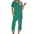 thumbnail image 1 of LEKODE Sweat Pants and Hoodie Set Women Matching Sweat Set Two Piece Tracksuit for Women Crop Tops Wide Leg Pant Sets Summer Pants Sets Women 2 Piece Outfits Green M, 1 of 6