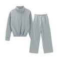 thumbnail image 1 of LEKODE Sweat Pants and Hoodie Set Women Matching Sweat Set Two Piece Tracksuit for Women Lounge Sets for Women Pant Color Sport Suit and Hooded Suits Sets Crop Tops Wide Leg Pant Sets Gray L, 1 of 3