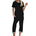 thumbnail image 1 of LEKODE Sweat Pants and Hoodie Set Women Matching Sweat Set Two Piece Tracksuit for Women Summer Pants Sets Women 2 Piece Outfits Womens Two Piece Sets Summer Black M, 1 of 6