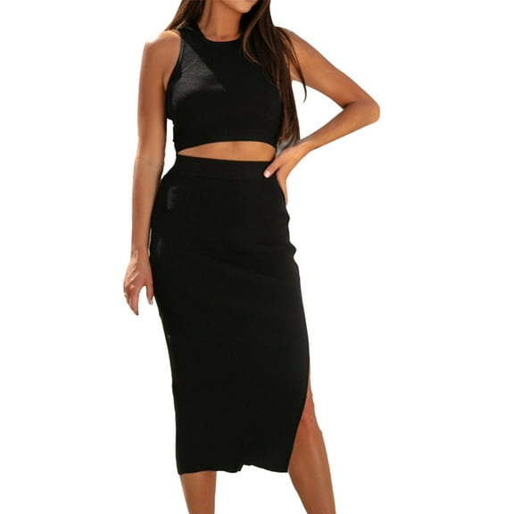 LEKODE Sweater Dresses for Women 2025 Fall Dresses for Women 2025 Skirt Sets Women 2 Piece Outfits Two Piece Sets for Women Womens Matching Sets Womens Two Piece Sets Womens 2 Piece Outfits Black L