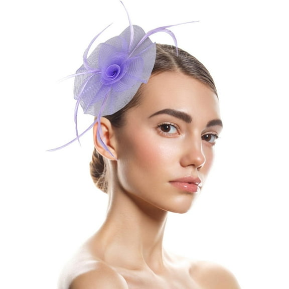LEKODE Tea Hats for Women 2025 Tea Hats Tea Party Hat Feather Hair Clip Fascinator Hat Tea Party Hats Tea Party Hats for Women Purple 2 One Size