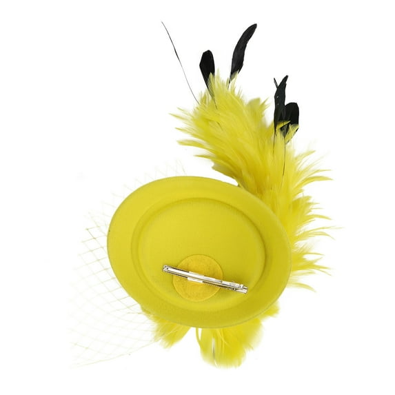LEKODE Tea Hats for Women Fancy Hats for Women Vintage Hat Fascinators for Women Feather Hair Clip Fascinator Hat Women's Fascinators Yellow One Size