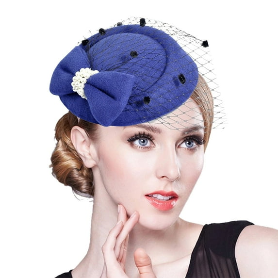 LEKODE Tea Party Hats for Women Feather Hair Clip Fascinator Hat Fashion Hats for Women Tea Party Fascinators for Women Women's Fascinators Tea Hats for Women 2025 Blue One Size