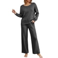 thumbnail image 1 of LEKODE Thermal Sweater for Women Jogger Sets for Women 2 Piece Loungewear Sets Woman Casual Sets for Women Comfy Set Women's Tops Womens Long Sleeve Tops Dark Gray 3XL, 1 of 4
