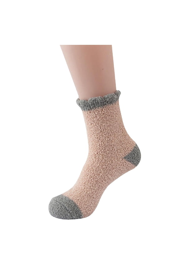 Thick Fuzzy Socks Slipper Socks for Women Mid Calf Socks Women Men's Athletic Socks High Socks Women Socks Women Womens Running Socks D One Size