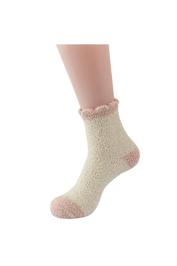 Thick Fuzzy Socks Slipper Socks for Women Mid Calf Socks Women Socks for Women's Athletic Socks Running Socks Compression Crew Socks for Women B One Size