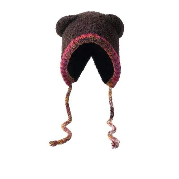 LEKODE Thin Beanie Warm Ear Protection Knitted Hat Skull Cap Faux Fur Hat Womens Beanies for Winter Aviator Hat Outdoor Cycling Cold-proof Ear Warm Cap Coffee One Size