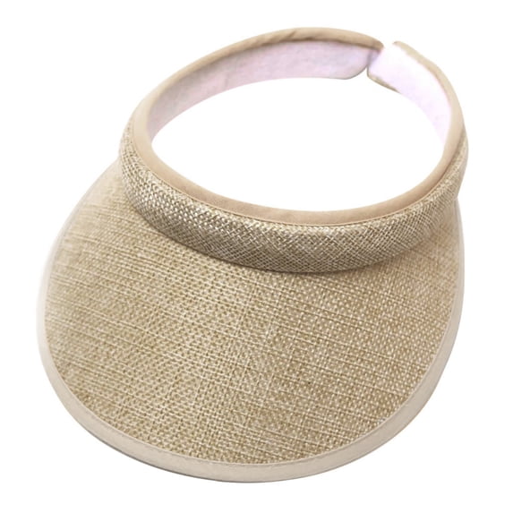 LEKODE UV Protection Visor Hats for Women Men Adjustable Clip On Wide Brim Sun Visors Summer Outdoor Sports Golf Cap with Slip-On Cloth Visor Khaki One Size