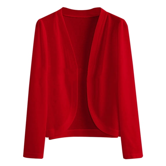 LEKODE V Neck Open Front Solid Knit Bolero Shrug Womens Long Sleeve Cropped Lightweight Everyday Wedding Evening Layering Outer Tops Wine 5XL