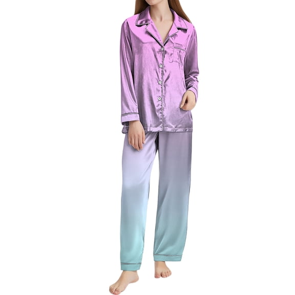 LEKODE Valentine Pajamas Women Pajama Set Women Long Sleeve Long Sleeve Lounge Sets for Women Pajamas Sets Holiday Pajamas for Women Pyjamas Set for Women Purple L