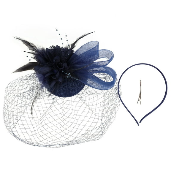 LEKODE Vintage Hat Tea Hats for Women 2025 Tea Party Accessories for Women Women's Fascinators Hair Feathers Clip in Tea Party Hat Hat for Women Navy One Size