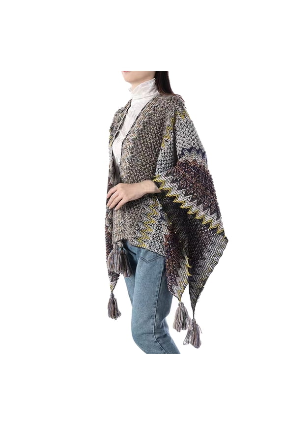 Vintage Shawl Thick Shawl Long Shawl Capelets for Women Knit Ponchos for Women Scarfs for Women's Shawls Gray A