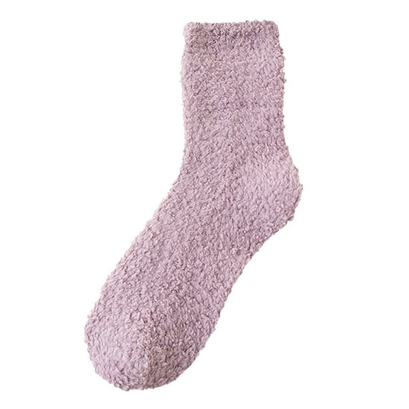 LEKODE Warm Fuzzy Socks for Women Slipper Socks for Women Thick Socks Women’s Crew Socks Men Sock Long Socks for Women Socks Mens Purple One Size