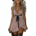 thumbnail image 1 of LEKODE Western Cowgirl Dress for Women Country Concert Dress Deep V Dress Cocktail Dresses for Women Cocktail Dresses Tea Party Dresses for Woman Long Sleeve Dress Pink L, 1 of 6