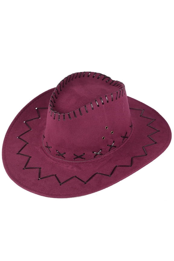 Western Hat Sombrero Vaquero Para Hombre Wide Brim Sun Hat for Men Women Wide Brim Hat Hats for Big Heads Fedora Hats for Men Beach Hat Wine One Size
