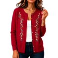 thumbnail image 1 of LEKODE Winter Cardigan Sweaters for Women Button Down Lightweight Trendy Jumper work outfits for women office Red L, 1 of 6