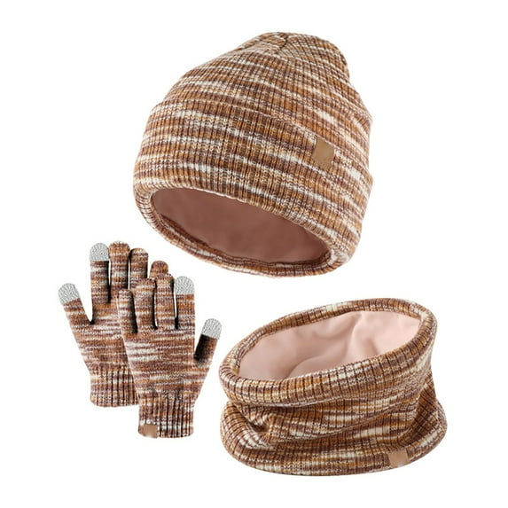 LEKODE Winter Hat and Gloves for Women Scarf and Gloves Set for Women Hats and Gloves Sets Crochet Shawl Workout Gloves Women Knit Poncho Women Scarves Brown One Size