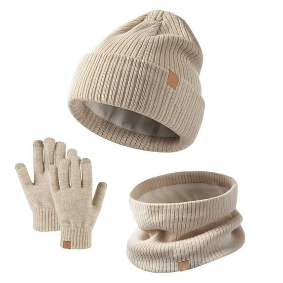 LEKODE Winter Hat and Gloves for Women Scarf and Gloves Set for Women Hats and Gloves Sets Knit Cap Shawls and Wraps Mittens for Women Shawl Wraps for Women Khaki One Size