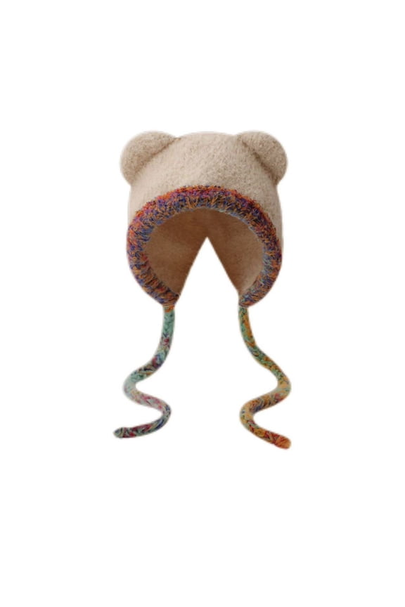 Winter Hats for Women Warm Hats for Women Warm Ear Protection Knitted Hat Skull Cap Thin Beanie Aviator Hat Womens Beanies for Winter Beige One Size
