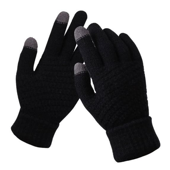 LEKODE Winter Touchscreen Knit Gloves for Unisex, Warm Fleece‑Lined Thermal Gloves with Stretch Elastic Cuff G C One Size