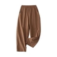 thumbnail image 1 of LEKODE Women Cotton Pants Wide Leg Pants Casual Loose Baggy Elastic Waist Beach Harem Ankle Cropped Pants Khaki L, 1 of 3