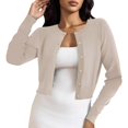 thumbnail image 1 of LEKODE Women Crew Neck Button Down Cropped Bolero Shrug Long Sleeve Lightweight Soft Plain Knit Casual Spring Fall Layering Cardigan for Dresses A L, 1 of 5