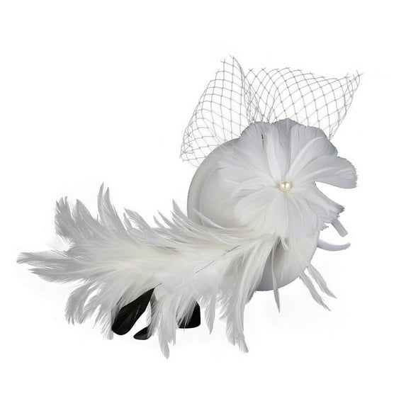 LEKODE Women Hats Fashion Hair Feathers Clip in Fascinator Hat Fancy Hats for Women Tea Hats Fascinators Hats for Women Tea Party Feather Headpiece White One Size