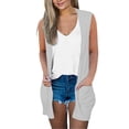 thumbnail image 1 of LEKODE Women Lightweight Layering Outerwear Sleeveless Open Front Mid Length Loose Fit Knit Vest White XL, 1 of 7